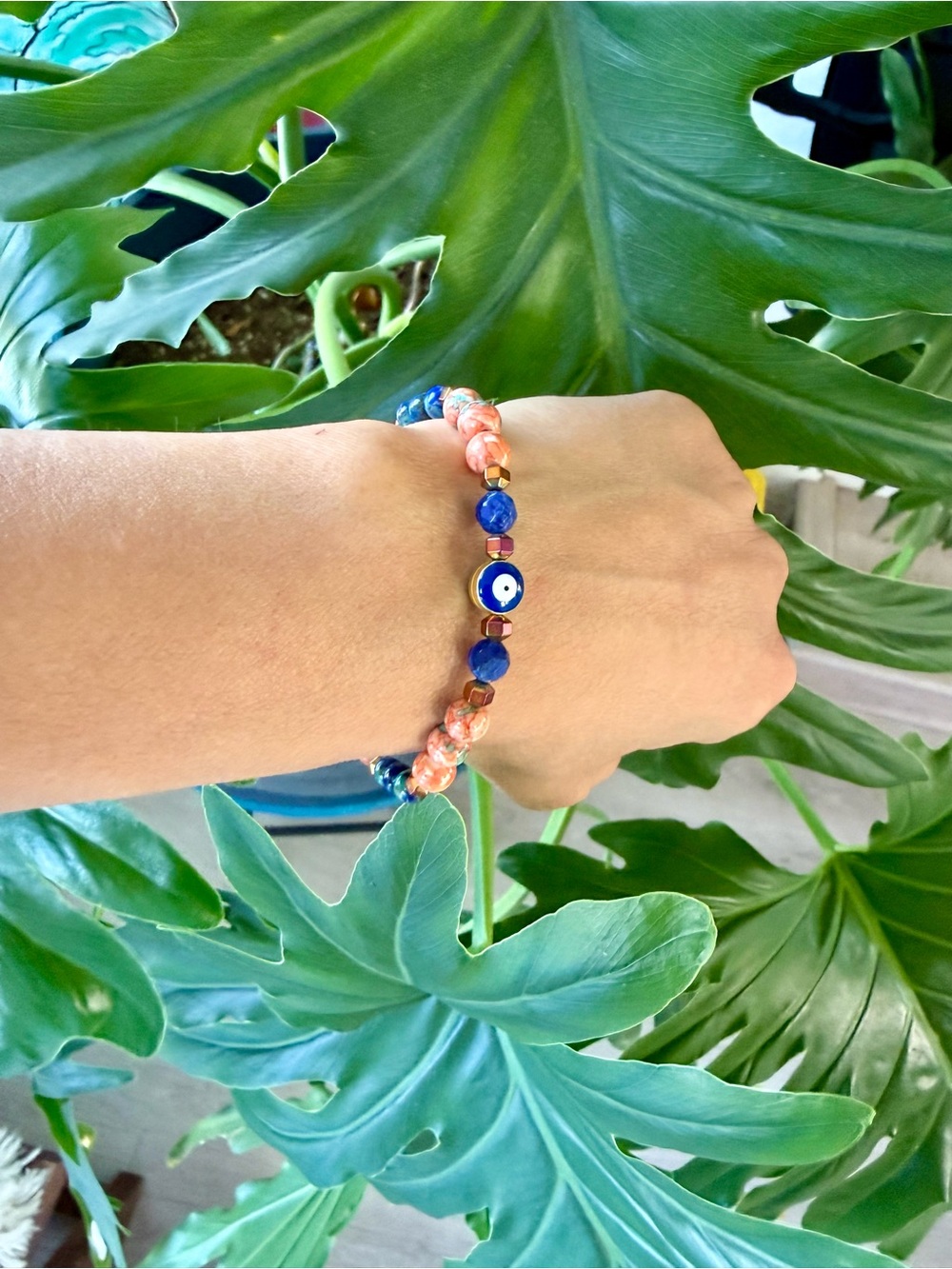 Hematite, Jasper, Sodalite, Azurite bracelet (one) - Picture 4 of 5